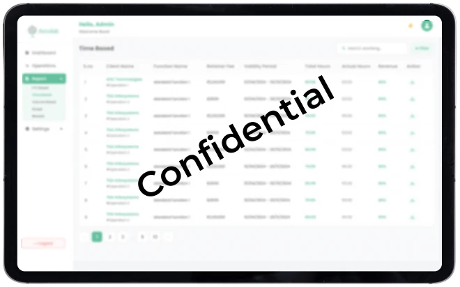 Revenue management application screen